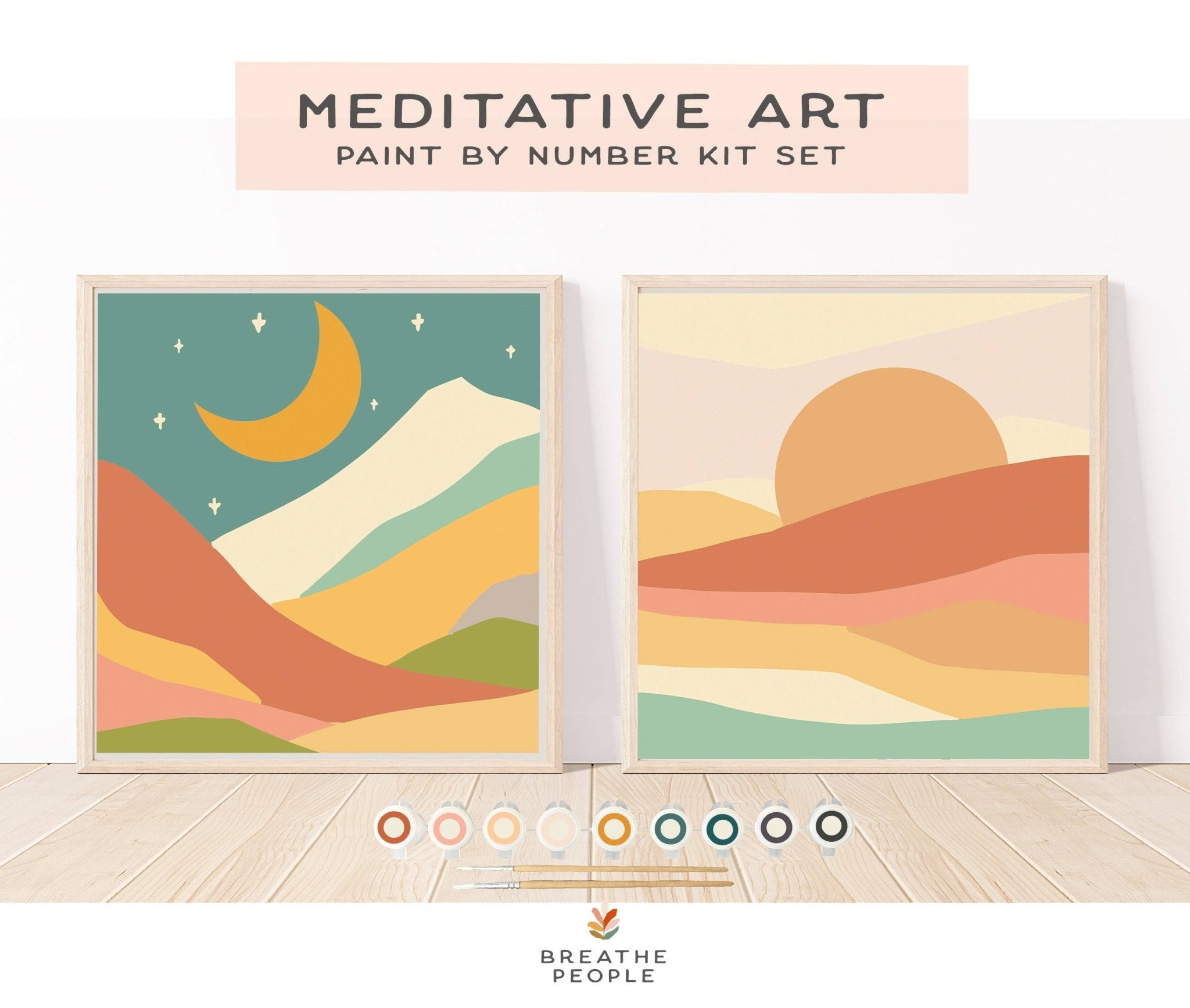 Sun + Moonlight Meditative Art Paint by Number Kit+ Easel - Boho Fabrics - 