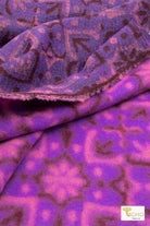 Sunrise Medallion, Purple Colorway. Double Knit Fabric (Jersey & Felted) - Boho Fabrics - Novelty Knit