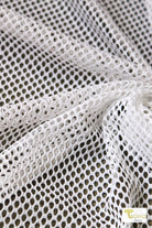 Tempest White Athletic Mesh Fabric. 4 Way Stretch - Boho Fabrics