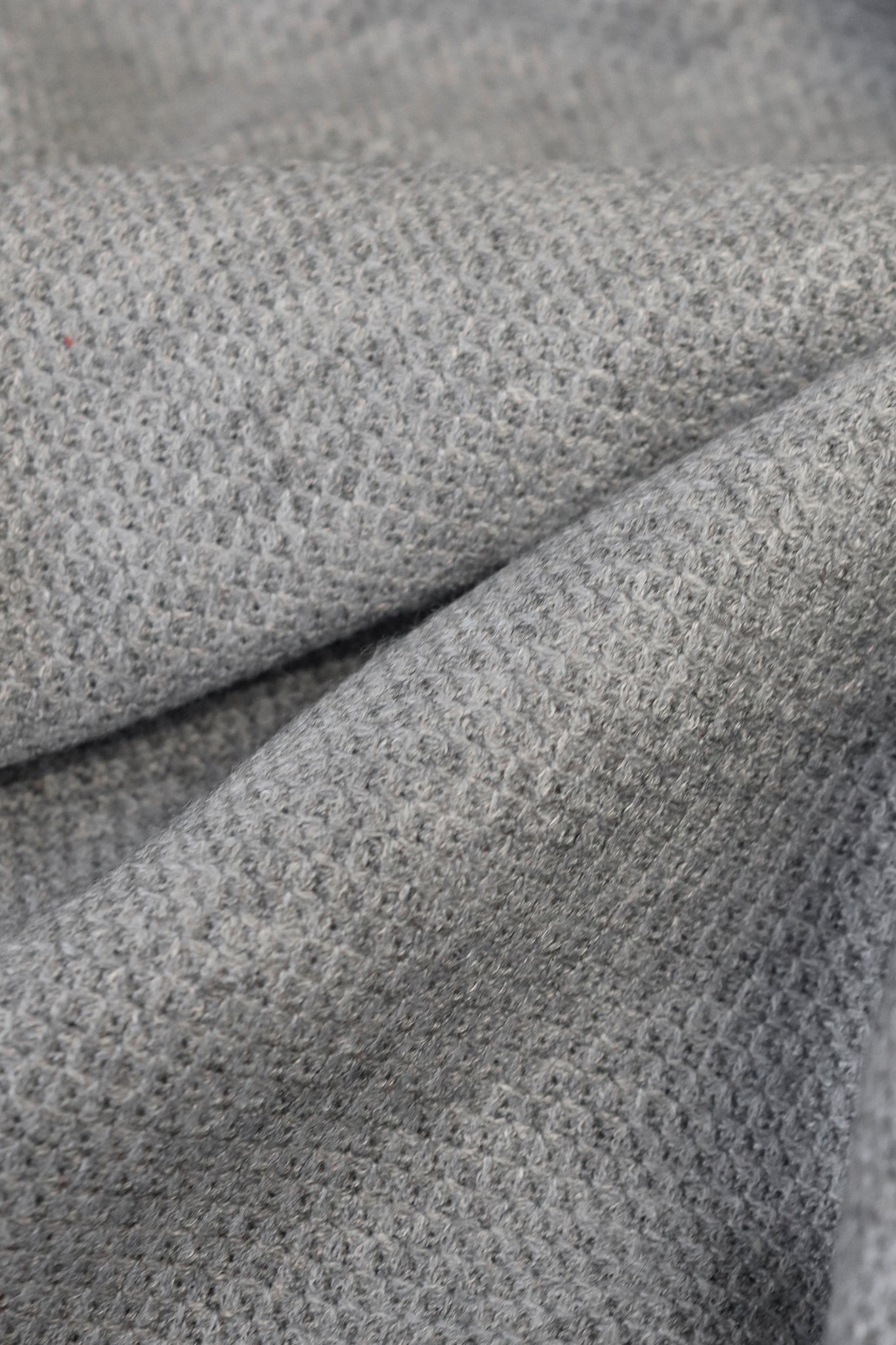 Thermal; Heather Gray Solid, "Cashmere" Knit Fabric. (PRE - ORDER) - Boho Fabrics - Waffle Knits