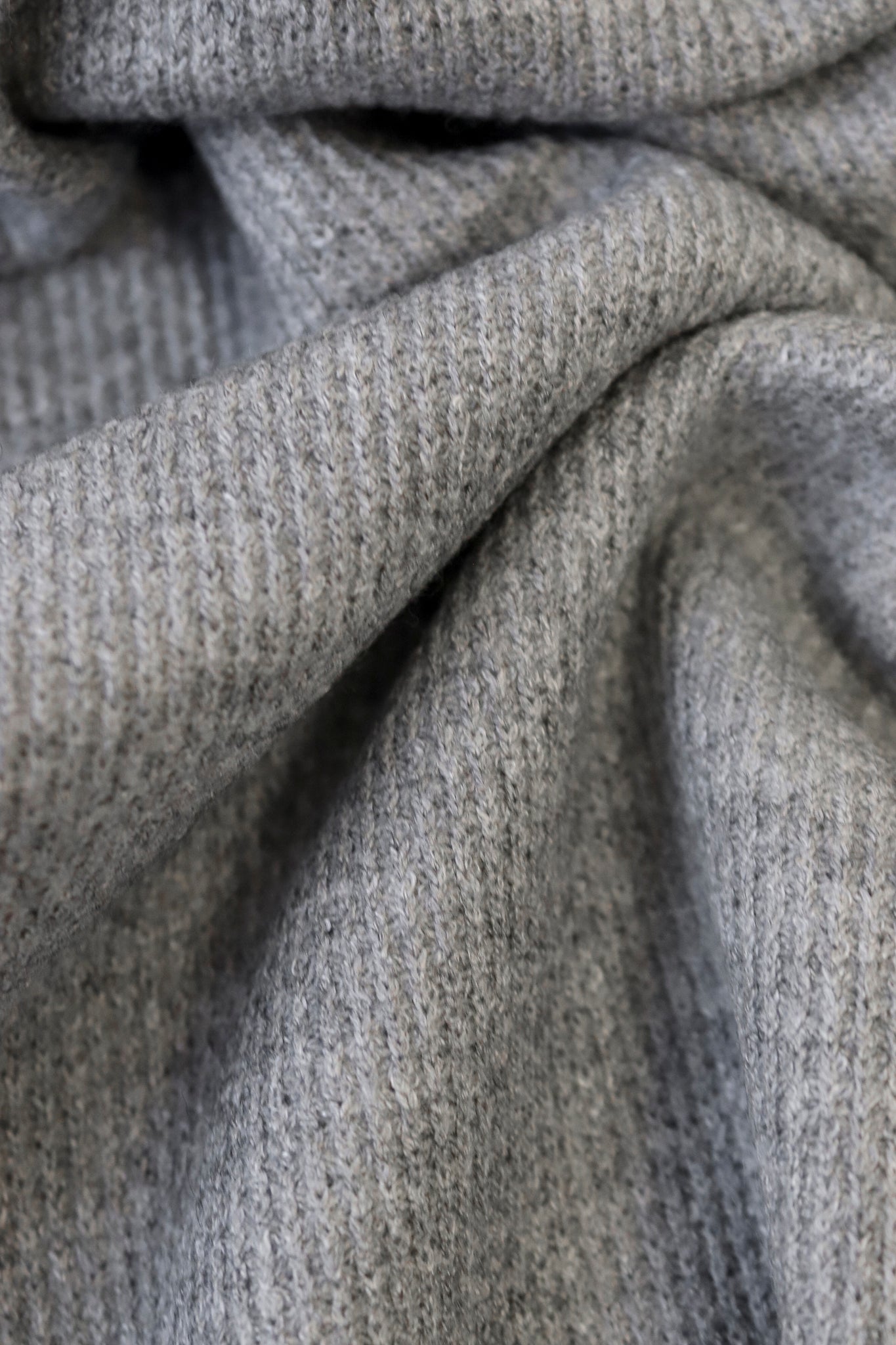 Thermal; Heather Gray Solid, "Cashmere" Knit Fabric. (PRE - ORDER) - Boho Fabrics - Waffle Knits