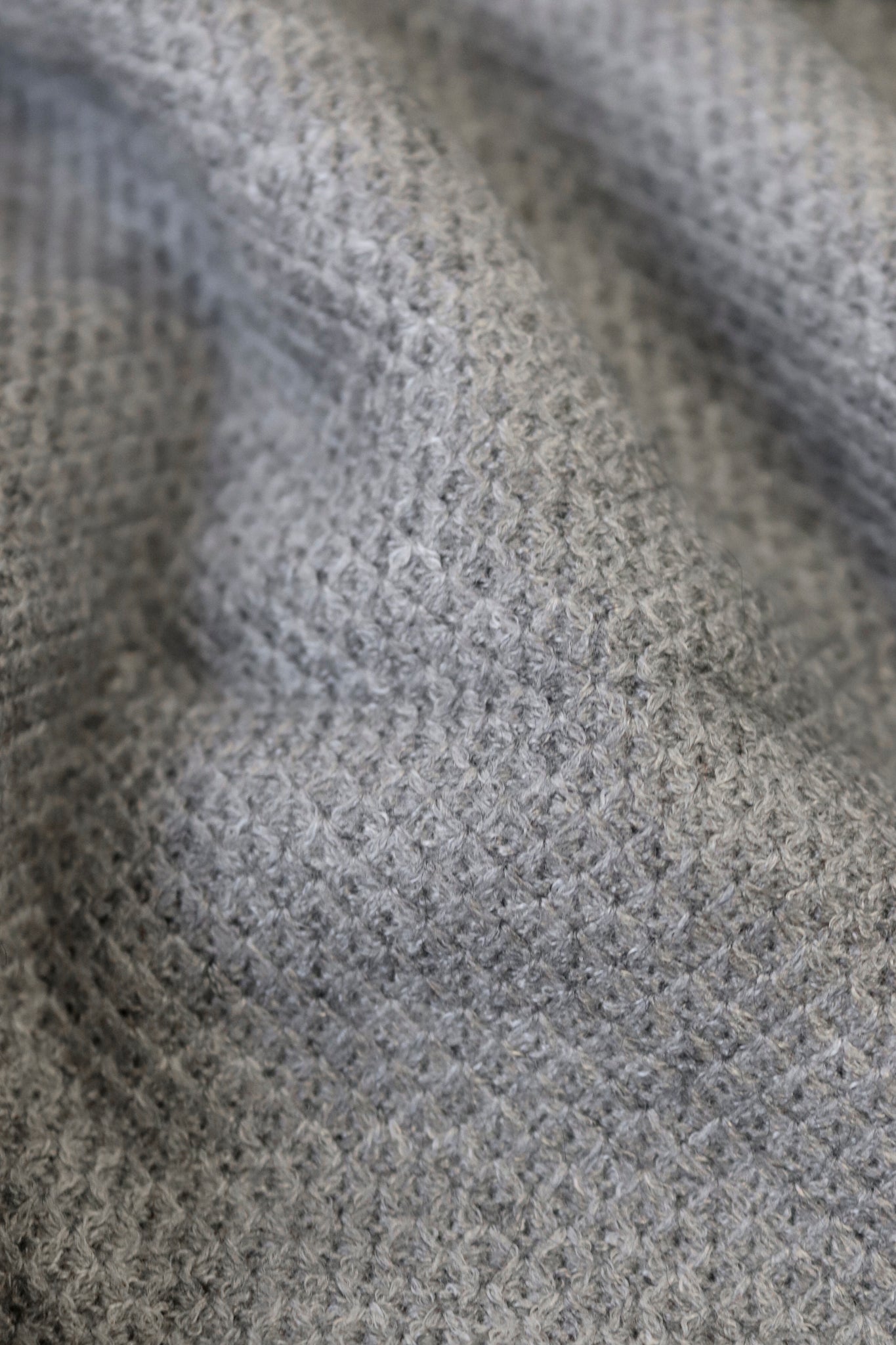 Thermal; Heather Gray Solid, "Cashmere" Knit Fabric. (PRE - ORDER) - Boho Fabrics - Waffle Knits