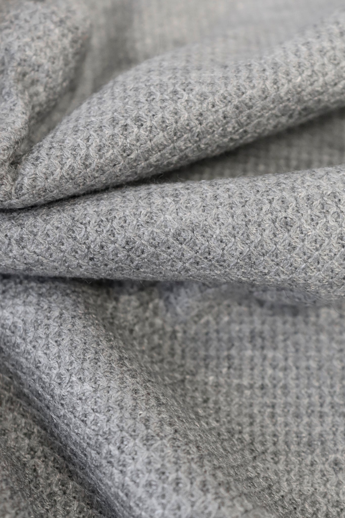 Thermal; Heather Gray Solid, "Cashmere" Knit Fabric. (PRE - ORDER) - Boho Fabrics - Waffle Knits