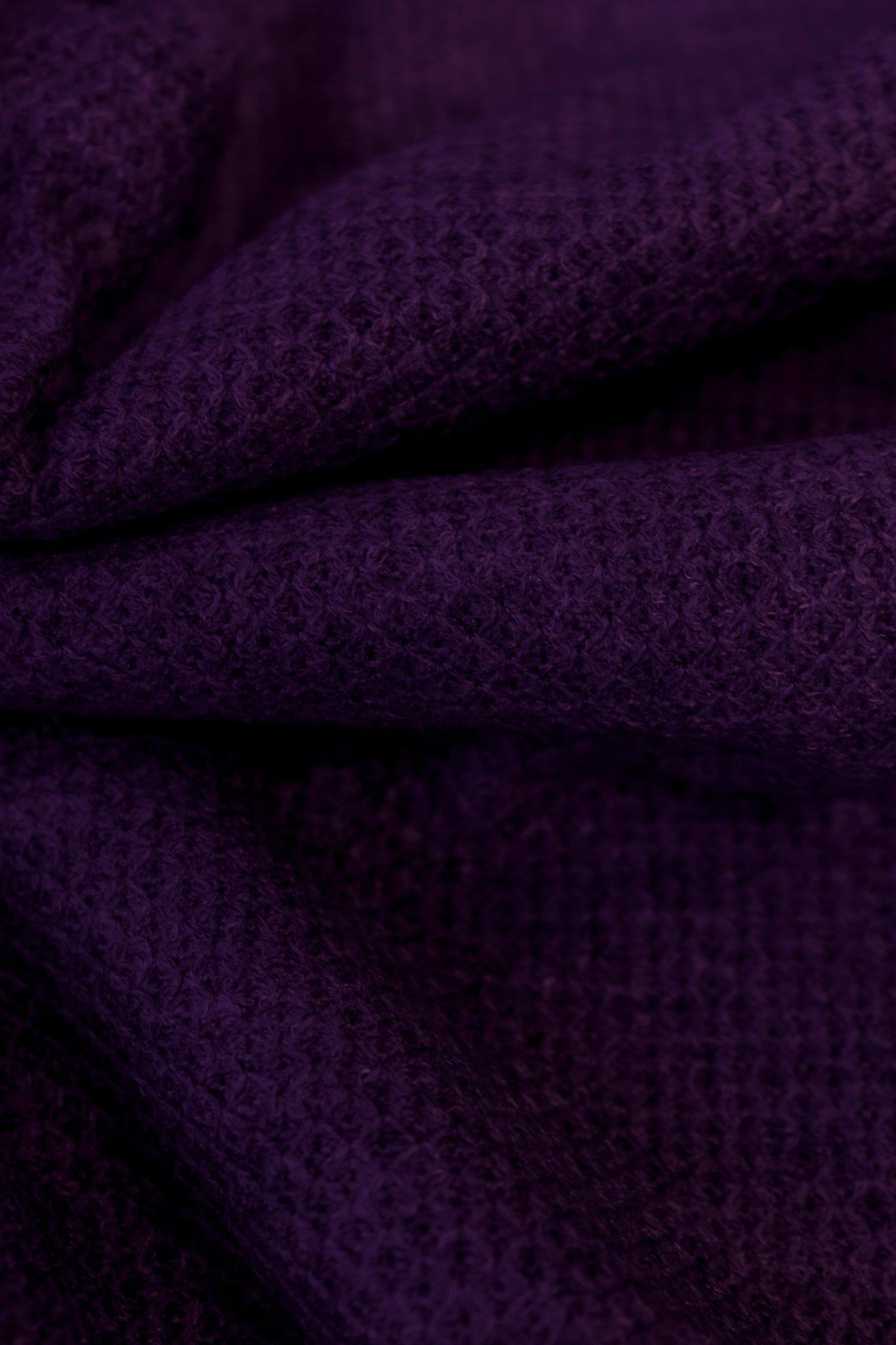 Thermal; Plum Purple, "Cashmere" Thermal Knit Fabric. (PRE - ORDER) - Boho Fabrics - Waffle Knits