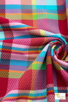 Vibrant Madras Plaid, Stretch Woven Fabric - Boho Fabrics - Stretch Woven