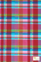 Vibrant Madras Plaid, Stretch Woven Fabric - Boho Fabrics - Stretch Woven