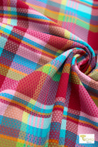 Vibrant Madras Plaid, Stretch Woven Fabric - Boho Fabrics - Stretch Woven