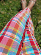 Vibrant Madras Plaid, Stretch Woven Fabric - Boho Fabrics - Stretch Woven