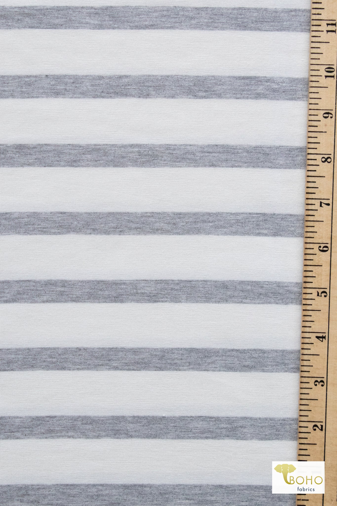 Wide Gray Stripes , Rayon Spandex Knit Fabric - Boho Fabrics - Rayon Jersey Prints, Knit Fabric