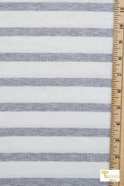 Wide Gray Stripes , Rayon Spandex Knit Fabric - Boho Fabrics - Rayon Jersey Prints, Knit Fabric